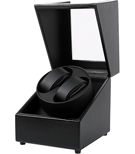 Mcbazel Automatische Horlogeopwinder met LED-Verlichting - Elegante PU-Leren Horlogebox voor Horloges, Stille Motor, 4 Rotatiestanden, Rechthoekige Horloge-Opbergruimte - Bruin