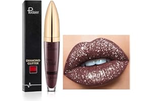 HIKAKA 18 Farben Diamant glänzender langanhaltender Lippenstift,3D Shining Stars Perlglanz Lipgloss,Shimmer Metallic Texture Liquid,lang anhaltender Lipgloss,wasserdichte langlebiger Not Stick Cup (17)
