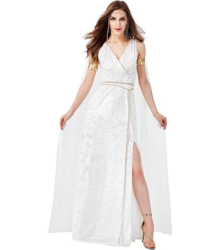 Dressforfun | Disfraz De Diosa Griega Olimpia | Vestido Largo + Tocado Laurel + Puños Brillantes | Talla M | 100% Poliéster