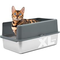 Lettiera Per Gatti Extra Large In Acciaio Inox - Antiodore, Facile Da Pulire, Per Gatti Grandi O Più Gatti