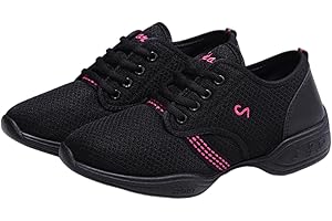 FORCEROUTE Chaussures De Danse De Marche Sportive,Chaussures De Fitness Danse Jazz Moderne,Chaussures De Jazz Femme Lacets,Absorbe La Transpiration,Pour Les Cours De Danse Moderne CompéTitions De Danse