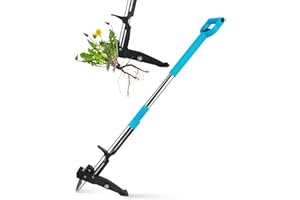 YISSVIC Weed Puller No installation Stand-up Weed Removal Tool Stainless Steel 4-Claw with Foot Pedal, Telescopic Root Remover for Garden, Adjustable 100-120cm D-Shaped Non-Slip Handle (Blue)