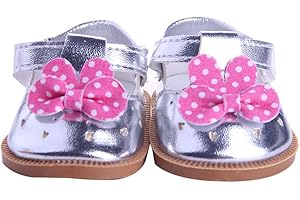 Uteruik 1 paire de chaussures en cuir avec nœud pour poupée de 46 cm (couleur argentée)
