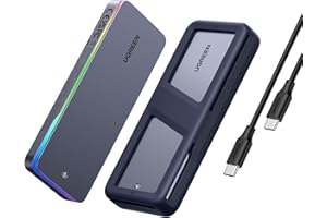 UGREEN M.2 NVMe SATA SSD Gehäuse 20 Gbps mit RGB, USB C 3.2 Gen 2x2 M.2 Gehäuse für M Key/B+M Key in 2230/2242/2260/2280, kompatibel mit MacBook 2024 M4, HP 14pro, iPhone 17 pro max, PS5, Switch