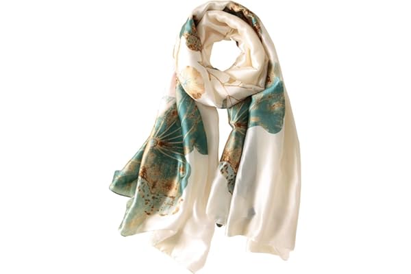 WEIGEER Foulard en soie femmes châle Écharpe en soie Silk Scarf Women Chiffon Shawl White Neckerchief Head Wrap Thin Scarf Beach Hijab Belt Vintage Bridal Shawl Binder