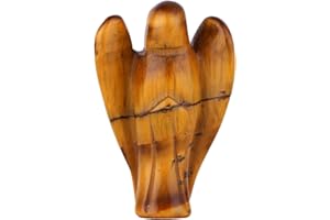 Morella Portafortuna a forma di angelo gemma pietre preziose occhio di tigre 3,5 cm in un sacchetto di velluto