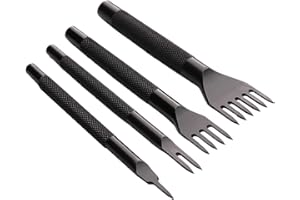 GENÉRICO Herramienta perforadora de cuero, perforadora de costura de cuero - Herramienta perforadora de puntas de cincel para costura de cuero | Punzón para coser cordones, kit de herramientas manuales de trab