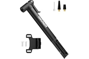 HNVNER Mini Bike Pump,Aluminum Alloy Portable Bicycle Tire Pump,Easy to Switch Between Schrader and Presta Valve,Fast Tyre Inflation Frame Mount Pump with Needle for Road, Mountain and BMX Bikes