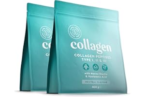 ‎ALPHA FOODS Collagen Pulver [2x 400g] | Premium Kollagen Hydrolysat | Peptide Typ 1, 2 & 3 | Hochdosiert Kollagenpulver mit Hyaluronsäure und Elastin | Geschmacksneutral | in Deutschland hergestellt | Alpha Foods