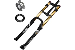 RUJIXU E-Bike Front Fork 26x4.0 Fat Bike Air Suspension Forks Mountain Bike Fork BMX Straight 1-1/8 MTB Disc Brake Bicycle 190mm Travel 2790g