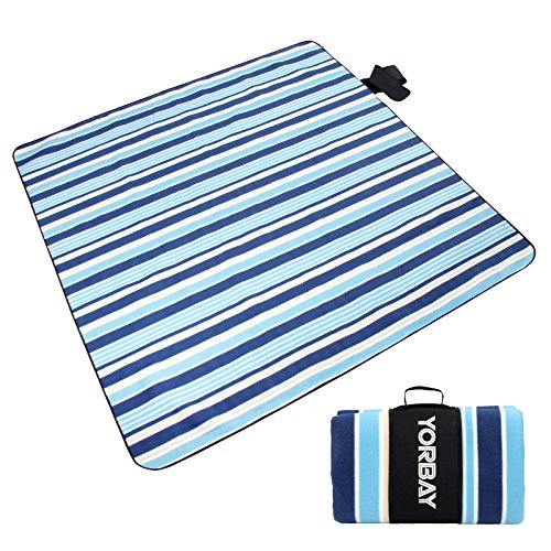 Yorbay Picknickdecke 200 x 200 cm XXL Fleece wasserdicht Decke mit Tragegriff (Blau) - 3
