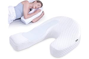 ‎HOMCA HOMCA Poduszka do spania na boku w kształcie litery U, ergonomiczna poduszka z pianki z pamięcią kształtu, dla osób śpiących na brzuchu i na boku, zdejmowana poszewka