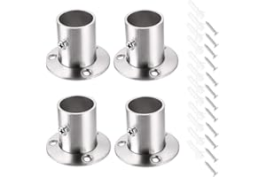 Sumnacon Set di 4 supporti per aste per tende, staffe di supporto per asta per asta, in acciaio inox, per tende da armadio (argento)