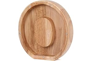 SLAGGZO Wooden Letter Money Box for Kids, Personalized Alphabet Piggy Banks with Clear Alphabet Stickers, Letter Coin Bank for Family DIY Decoration, Christmas, Birthday, 23x23 cm