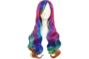 MapofBeauty 28 Inch/70cm Beautiful Long Wavy Harajuku Style Cosplay Wig (Rainbow Color)
