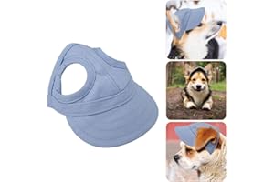 PSSOPP Pet Dog Sports Hat Cat Baseball Cap Pet Outdoor Cap Sunbonnet Fashionable Sun Cap Adjustable Stripe Summer Travel Hat with Ear Holes (M-Blue)