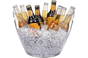 SEPERCASA Secchiello per Ghiaccio Ovale 34,5x24,5x26 cm in Plastica Acrilica – Contiene Fino a 6 Bottiglie – Cestello Champagne, Spumantiera, Glacette per Vino Casa, Bar, Ristorante, Discoteca (Trasparente)