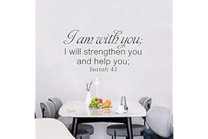ANFIGURE Wall Stickers, Wall Stickers for Bedrooms, Non-Printing, for Living Room Kitchen Bathroom and More, Inspirational Quotes Bible Verse God Women Men Home Vinyl Art Family Decor, I Am with You 21"X11"