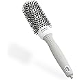 Olivia Garden Expert Blowout Shine – White & Grey - 35 - Ceramic Coated Round Brush for Smooth Blowout, Frizz-Free Hair & Radiant Shine