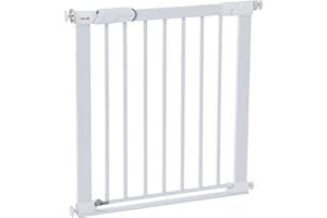 Safety 1st Flat Step Gate, Treppenschutzgitter ohne Bohren, 73–80 cm (max. 101 cm erweiterbar), Sehr Flache Türkante, Türschutzgitter "Bleibt Offen", Mit Einer Hand Öffnen, Montage ohne Bohren, Weiß