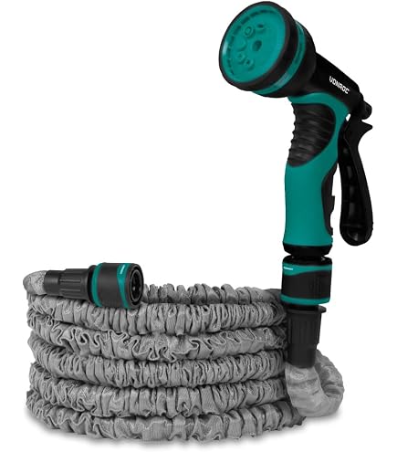 Tuyau D'arrosage Extensible Kinzo 10 M - Avec Pistolet 7 Modes Et Support Mural - Vert/gris - 12