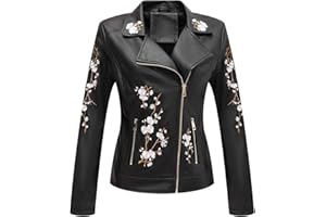 Giolshon Giacca da Donna in Similpelle da Motocicletta Primaverile e Autunnale Giacca Casual Corta