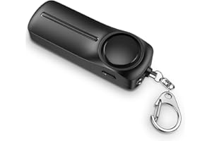 Ankilo Allarme personale sicuro per le donne, sirena di allarme di sicurezza Safesound ricaricabile da 130dB, portachiavi di emergenza con luce LED, per donne, bambini e anziani (Nero)