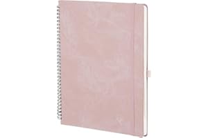 POPRUN Agenda 2026 Semainier A4 Grand Format 29,7 x 21 cm en Français - Couverture Souple en PU Cuir Spirale, Intervalles de 15 minutes, D'Jan 2026 à Déc 2026, Papier 100 g/m², Rose