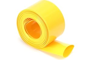 Othmro 1pc 18650 Battery Wraps, 30mm Width Flat PVC Heat Shrink Tubing Battery Insulating Cover Protective Sleeve for 18650 Single Battery, 5m Length (Yellow)