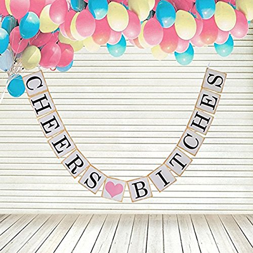 PIXNOR Girlanden Banner Girlande für Junggesellinnenabschied Dekoration Foto Prop – Cheers Bitches - 2