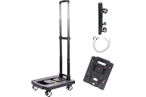 Carrello a mano pieghevole, carrello di trasporto MAXBROTHERS capacità di carico 50 kg / 110 libbre, carrello pieghevole con maniglia estensibile per bagagli, shopping, viaggi, traslochi e ufficio (4)