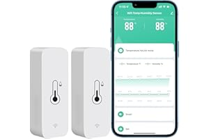 PHOVOLT WLAN Hygrometer Thermometer Sensor, kabelloser intelligenter Temperatur und Feuchtigkeitsmonitor mit Remote App Benachrichtigungsalarm, für Zuhause, Gewächshaus (2 Stück)