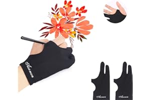 Asonen -Artist Gloves for Drawing 2 Pack,Three-layer fixed anti-touch,Two Fingers Gloves for sketching, inking, coloring and digital drawing on graphics tablets, Universal Right and Left Hands