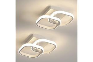Mckalen Plafoniera LED Soffitto Moderno, 2 pezzi 22W 2475LM Lampada da Soffitto Soggiorno, Bianca Lampadario LED Soffitto per Camera da Letto Corridoio Cucina, Luce Neutra 4500K