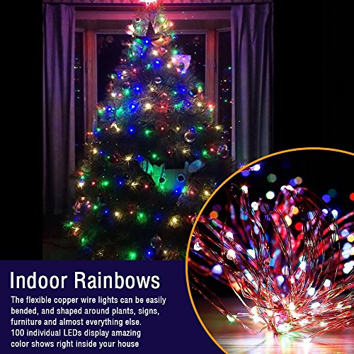 LE 10M 100 LEDs Kupferdraht LED Kupfer Lichterkette, Wasserdicht Sternen Lichterketten (RGB) - 5