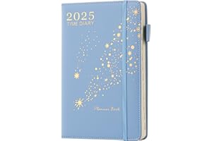 GOLDAYPLN Agenda accademica 2025, formato A5, una pagina al giorno, planner per tutto l'anno, agenda giornaliera e mensile da gennaio a dicembre, copertina rigida, agenda 2025 con linguetta mensile, tasca