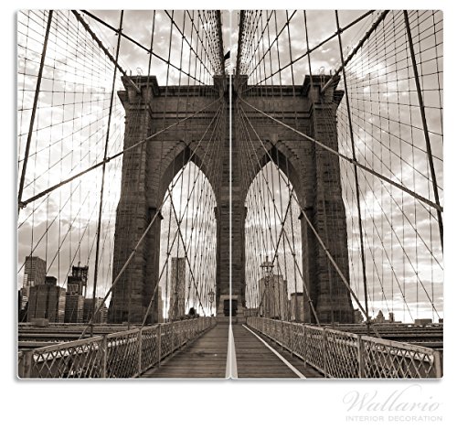 Wallario Herdabdeckplatte / Spritzschutz aus Glas, 2-teilig, 60x52cm, für Ceran- und Induktionsherde, Brooklyn Bridge in New York