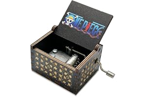 Meloditrunk Mini Caja de Música de Madera de One Piece, Negro Cajas de Música de Manivela para Fans del Anime, Antigua Artesanía de Decoración del hogar para niños Regalos para Cumpleaños y Navidad