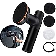 Baseus Mini Wireless Car Polishing Machine, Cordless Electric Polisher with Dual Speed Adjustment from 3300rpm/3800rpm With Flat Foam Pad, Waffle Foam Pad, Wool Pad & Type C Charging Cable – Black