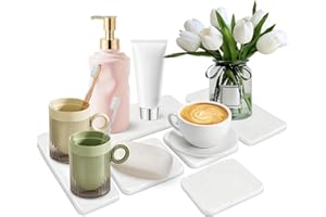 VAIGU:OA Saugfähige Kieselgur Untersetzer für Badezimmer - 6 Stück Wasserabsorbierender Stein rutschfeste Absorbierende Matte Diatomit Tablett Untersetzer Wasser Absorbieren und Entfeuchten für Becher Seifen