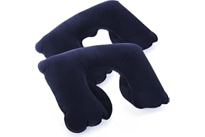 com-four® 2x Uppblåsbara Resekuddar | Ergonomiska nackkuddar för flyg, bil och tåg, bekväma, kompakta och enkla att blåsa upp