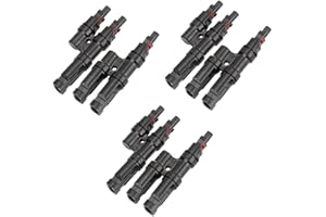 Aiqeer 3 Pairs Solar Panel Cable Connector, Solar Photovoltaic Connector T Branch Connector MFF/FMM (Black)