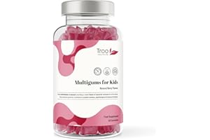 Troo Health Care Multigums for Kids - 60 Natural Berry Flavour Multivitamin & Mineral Chewable Gummies for Children - Includes Vitamins A, B3, B5, B6, B12, C, D2, E, Biotin, Folic Acid & Zinc