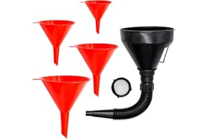 Large Car Funnel for Petrol, LONTOM Car 2 In 1 Flexible Funnel, Universal Funnel 1.2 Liters, Fuel Funnel Oil Funnel with Filter, Retractable curved Plastic Funnel for Household Workshop