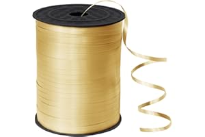 Eitolo 500 Yards Gold Ribbon for Balloons, 5mm Gold Curling Ribbons for Gift Wrapping Golden Balloon String Bow Ribbon for Crafts Birthday Festival Christmas New Years Party Decorations