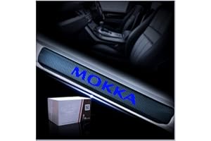 CWWHY Car Carbon Fiber Door Sill Protector for Opel Mokka Carbon Fiber Vinyl Stickers Auto Accessories Door Threshold Plate Stickers 4Pcs Car Door Sill Scuff Plate, Blue