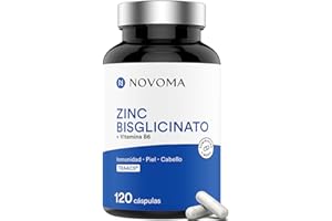 Zinc Bisglicinato TRAACS 15 mg + Vitamina B6 Bioactiva | Altamente Biodisponible y Dosis Elevada | Sistema Inmunológico | 120 Cápsulas | Fabricado en Francia | NOVOMA (ex Nutrivita)