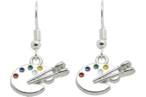 Bluebubble COLOUR MY WORLD Silver Paint Palette Dangle Earrings on Gift Card