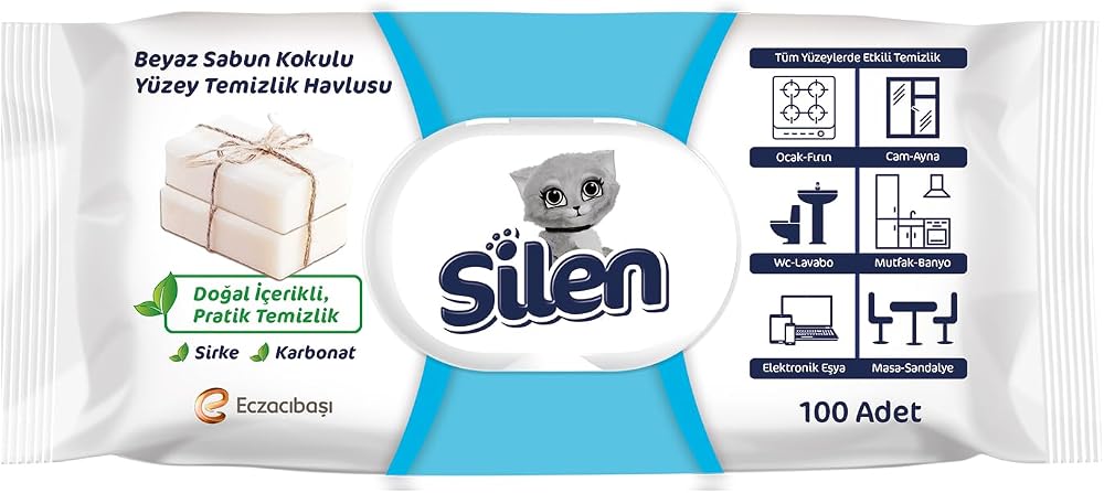 Silen Yüzey Temizleyici Mendil Beyaz Sabun Kokulu 1x100