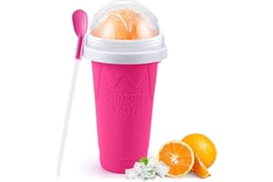 ALNILK Slush Becher, Slushy Maker Cup Double Layers Silica, Smoothie Pinch Ice, Frozen Magic Squeeze, Cooling,Freeze Mug Tools,Portable Icy Cup Wiederverwendbare Smoothie Cup mit Strohhalmlöffel